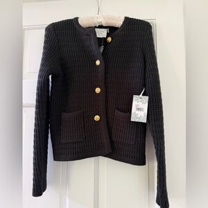 Black Cardigan with Gold Buttons